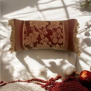 Stratford Home Rectangle Burgundy Gold Floral Bedroom Chair Decorative Pillow